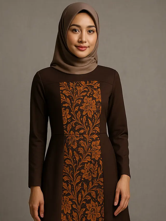 7 Model Dress Batik Lengan Panjang Kombinasi Polos, Tren Fashion Modern yang Memadukan Tradisi dan Gaya Kontemporer