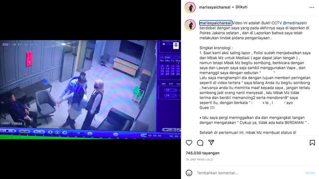 Marissya Icha Beber Video CCTV Saat Mediasi dengan Medina Zein.