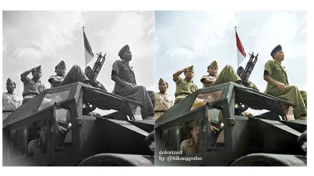 Hasil TukangPulas Mewarnai Foto Sejarah Hitam-Putih
