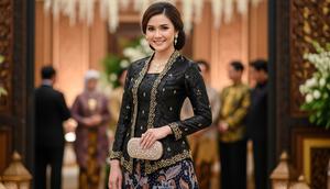 Model Atasan Brokat Hitam Bawahan Batik Terbaru