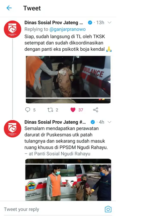 Dinsos Jawa Tengah Berikan Pertolongan Tuna Wisma Berbekal Informasi Warga di Medsos