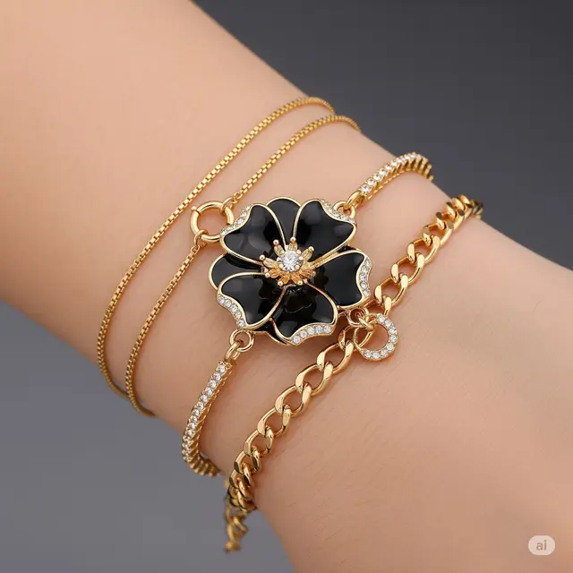 Gelang Rantai dengan Liontin Bunga