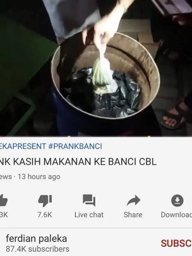 Unggahan Ferdian Paleka. (Foto: Dok. YouTube)
