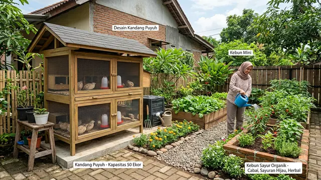 Kandang Puyuh dan Kebun Mini di Belakang Rumah (AI Generated)