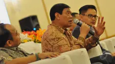 Menteri Koordinator Politik Hukum dan Kemanan (Menkopolhukam) Tedjo Edhy Purdijatno saat menghadiri acara diskusi “Terbukanya Papua Bagi Jurnalis Asing”, di Auditorium Adhyana, Wisma Antara, Jakarta, Selasa (26/5/2015). (Liputan6.com/Andrian M Tunay)