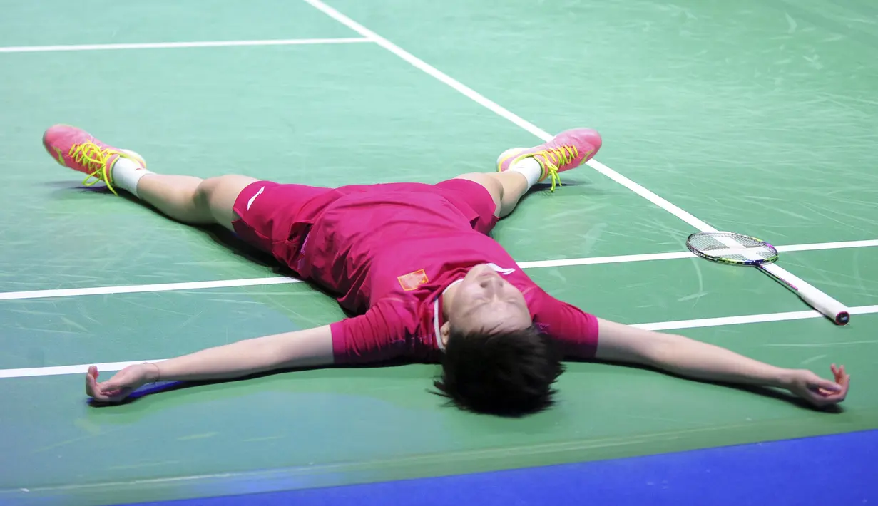9. Chen Yufei - Tunggal putri asal Tiongkok menjuarai All England 2019 lewat pertarungan yang tak kalah seru dan diwarnai banyak jatuh bangun. (AP Newsroom)