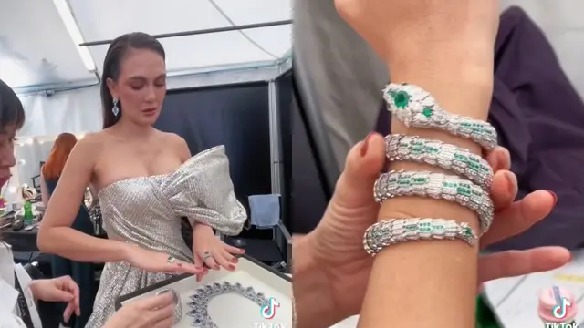 Luna Maya menggunakan perhiasan mewah seharga satu komplek perumahan (TikTok/@lunamaya)