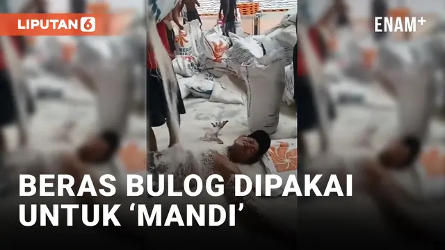 Viral! Oknum Buruh ‘Mandi’ Beras Bulog