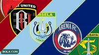 Trivia - Logo Klub PSM Makassar, Bali United, Persela, Arema, Persebaya (Bola.com/Adreanus Titus)