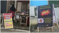 Tulisan Promosi 'Budayakan Malas Masak' Nyeleneh. (Sumber: Instagram/wkwkland_real dan 1cak.com)