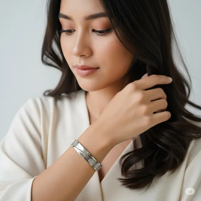 Model Gelang Perak Putih Terbaru. Foto: Gemini