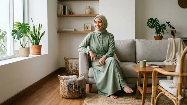 Model Gamis Lebaran Earth tone