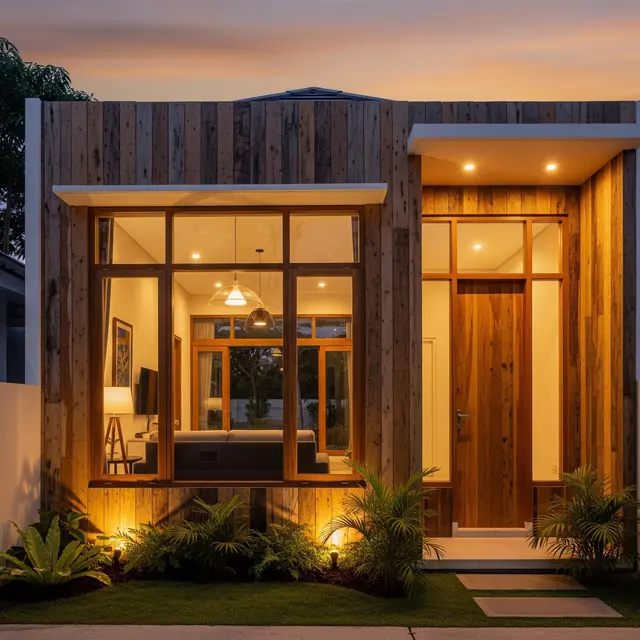 9 Desain Tampak Depan Rumah Minimalis Modern dengan Perpaduan Kayu, Hangat dan Elegan