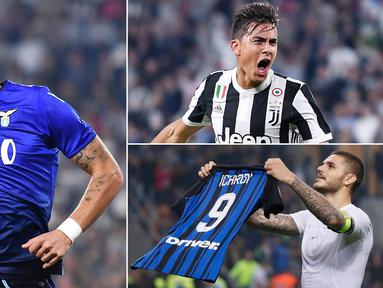 Berikut ini deretan top scorer Serie A 2017/2018 hingga pekan kesembilan. (Kolase foto-foto AP)