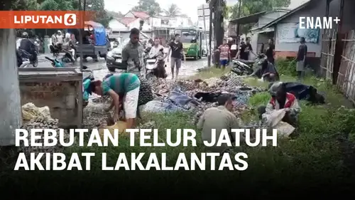 VIDEO: Warga di Banyumas Berebut Ribuan Telur Ayam yang Tumpah Akibat Lakalantas Truk