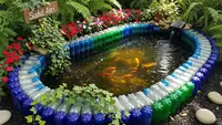 6 Ide Sudut Taman dengan Kolam Ikan dari Botol Bekas, Wujudkan Sudut Taman Asri