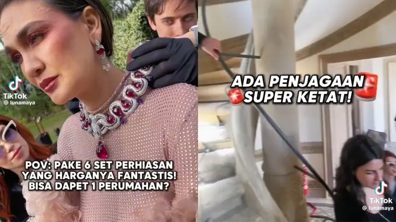 Luna Maya menggunakan perhiasan mewah seharga satu komplek perumahan (TikTok/@lunamaya)