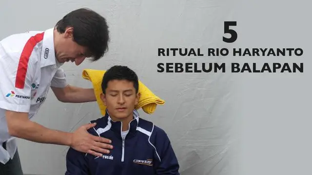 Video lima ritual Rio Haryanto pebalap Formula 1 asal Indonesia sebelum balapan.