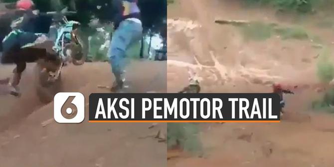 VIDEO: Kocak, Aksi Pemotor Trail Melewati Tanjakan, Akhirnya Bikin Ngakak