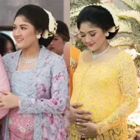Lihat di sini beberapa potret dari dua kebaya pilihan Erina Gudono di upacara Tasyakuran dan Tingkeban.