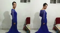 Tuai Pujian, Pria di Tiongkok Kenakan Gaun yang Dijualnya Sendiri. Source: Oddity Central