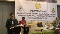 Kepala Badan Penyuluhan dan Pengembangan SDM Pertanian (BPPSDMP) Kementerian Pertanian Dedi Nursyamsi memberikan sambutan acara pertemuan di Bandung. (Liputan6.com/Huyogo Simbolon)