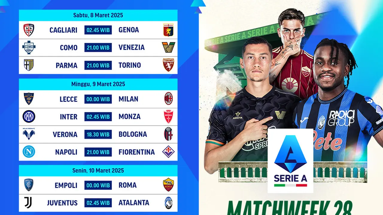 Jadwal Liga Italia 2024/2025 Matchweek 28