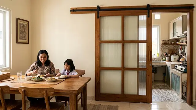 6 Model Pintu Geser untuk Memisahkan Dapur dan Ruang Makan, Praktis dan Estetik