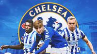 Chelsea - Moises Caicedo, Anthony Gordon, Leandro Trossard (Bola.com/Adreanus Titus)