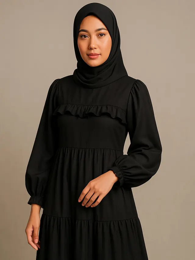 7 Model Gamis Hitam Lengan Balon yang Lagi Trend, Bikin Tampilan Elegan dan Berkelas