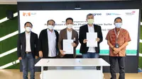 Penandatanganan kerja sama Penyediaan Layanan Platform Agree Suite antara PT Telkom Indonesia (Persero) Tbk (Telkom) dan PT Mitra BUMDes Nusantara (MBN) di Jakarta, Rabu (24/3).