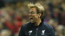 Ekspresi pelatih Liverpool, Juergen Klopp saat laga melawan Bournemouth pada Piala Liga Inggris di Stadion Anfield, Inggris, Rabu (28/10/2015). (Reuters/Eddie Keogh)