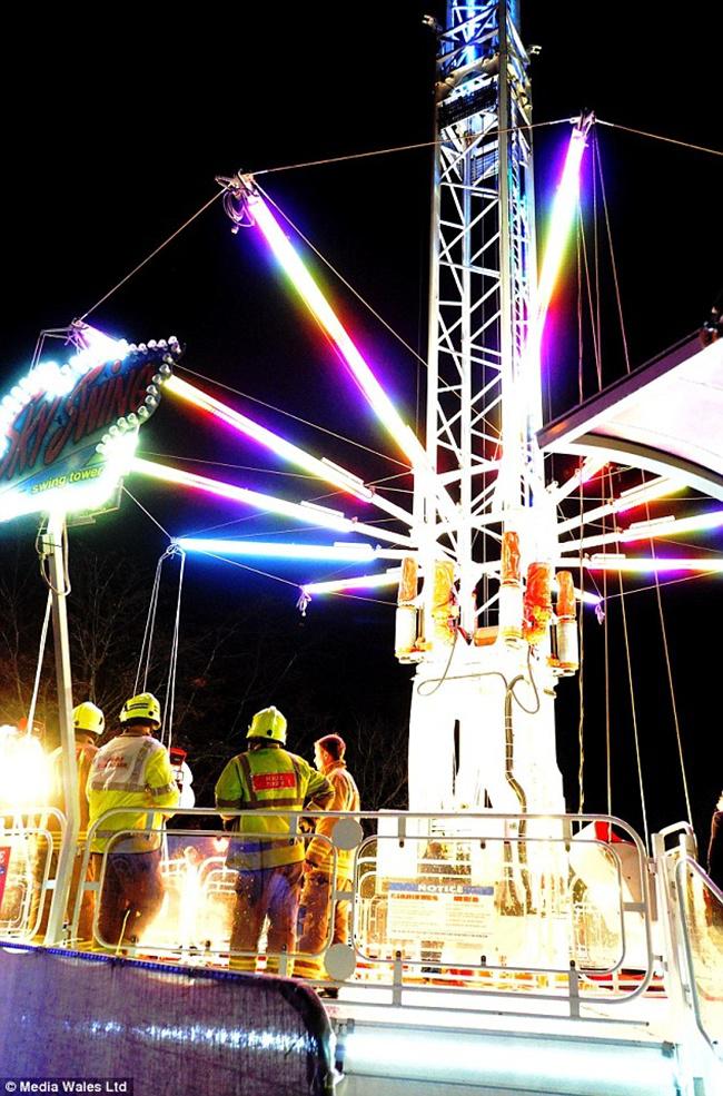 Evakuasi korban macetnya Sky Swing oleh pemadam kebakaran | Photo: Copyright dailymail.co.uk