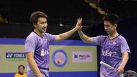 Ganda putra Indonesia, Kevin Sanjaya Sukamuljo/Marcus Fernaldi Gideon, akan menghadapi pasangan Denmark, Mads Conrad-Petersen/Mads Pieler Kolding, pada babak final Hong Kong Terbuka Super Series 2017, Minggu (26/11/2017). (PBSI)