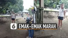 Seorang emak-emak terekam sedang marah-marah dan mengancam petugas PLN dengan senjata tajam.