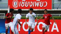 Timnas Indonesia U-22 kalah 0-3 dari Timnas Malaysia U-22 di laga pertama penyisihan Grup H kualifikasi Piala AFC U-23 2018, Rabu (19/7/2017). (Bola.com/Dok. FAM)