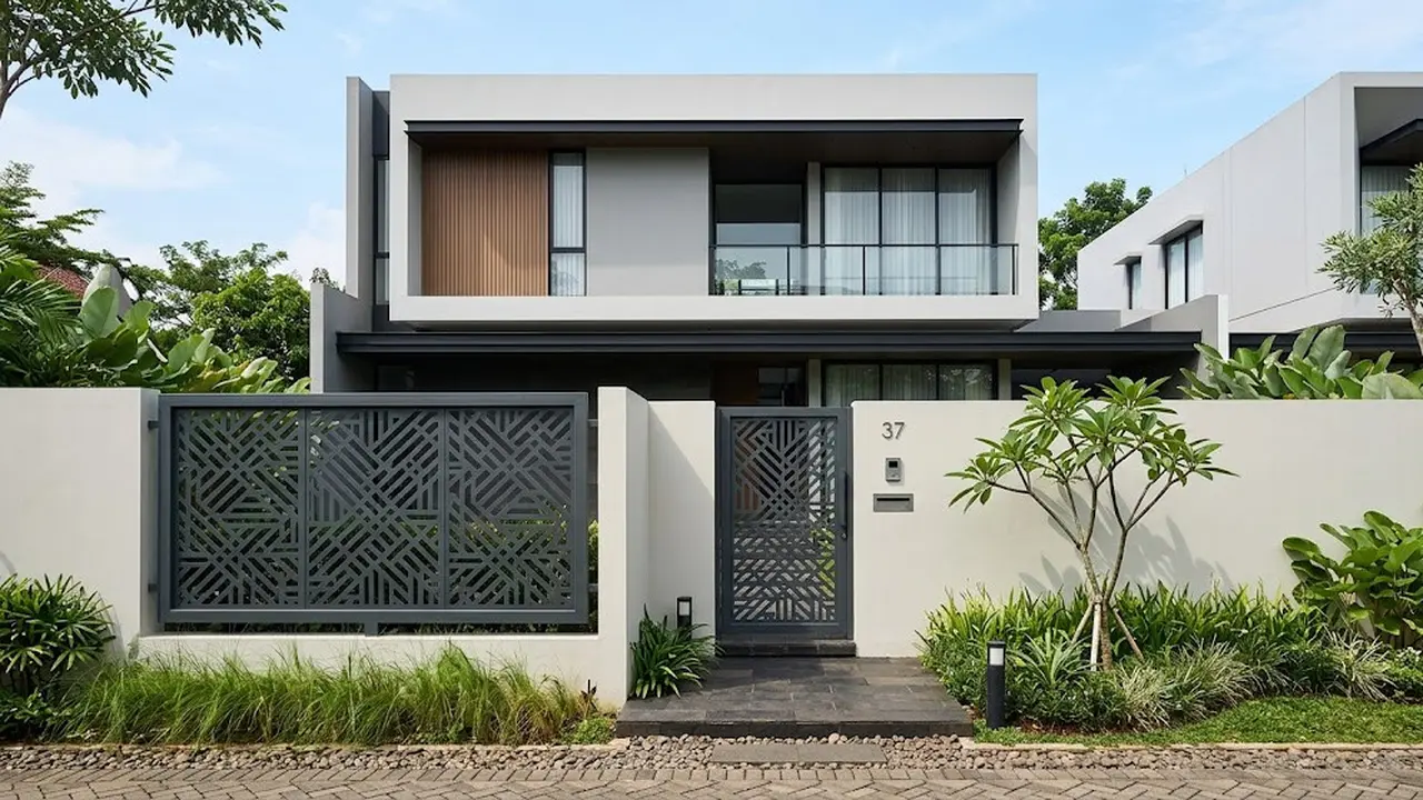 Model Pagar Rumah Kombinasi Besi dan Tembok untuk Keamanan
