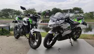 Motor listrik Kawasaki Ninja e-1 dan Z e-1 masih didatangkan secara utuh dari Thailand. (Liputan6.com/Septian Pamungkas)