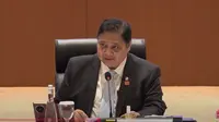 Menteri Koordinator bidang Perekonomian Airlangga Hartarto dalam Konferensi Pers RAPBN dan Nota Keuangan 2026