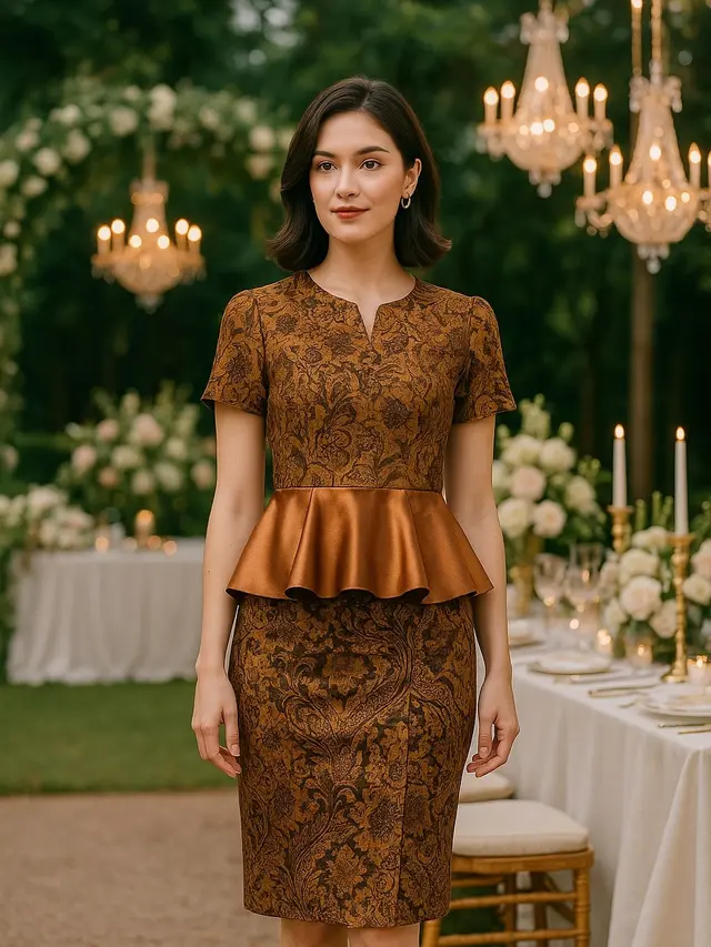 Model Dress Batik Satin Lengan Pendek