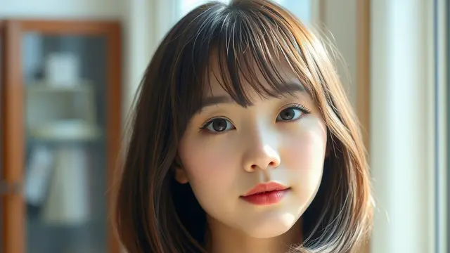 Blunt Lob dengan Wispy Curtain Bangs