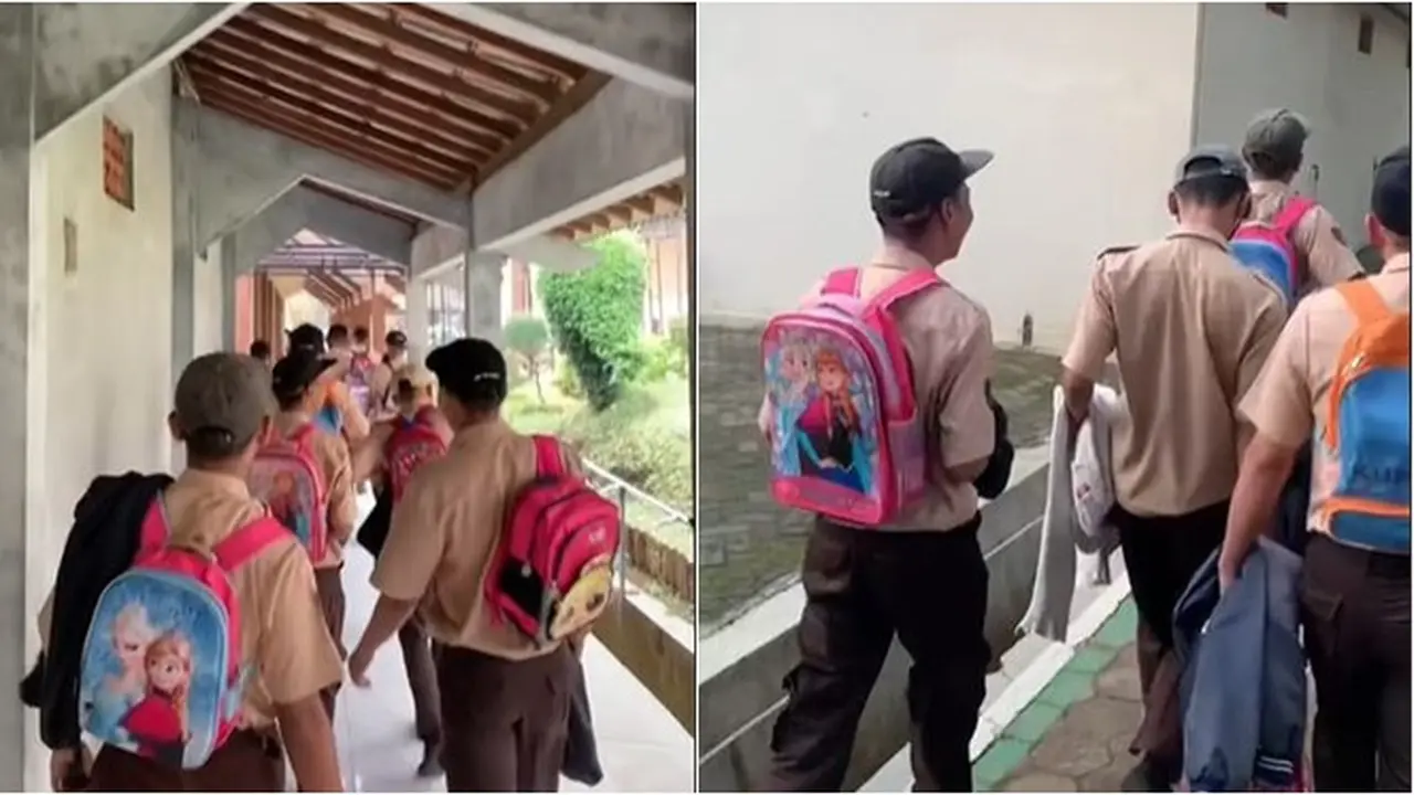 6 Potret Kocak Siswa SMK Pakai Tas Bocah ke Sekolah, Kompak Banget