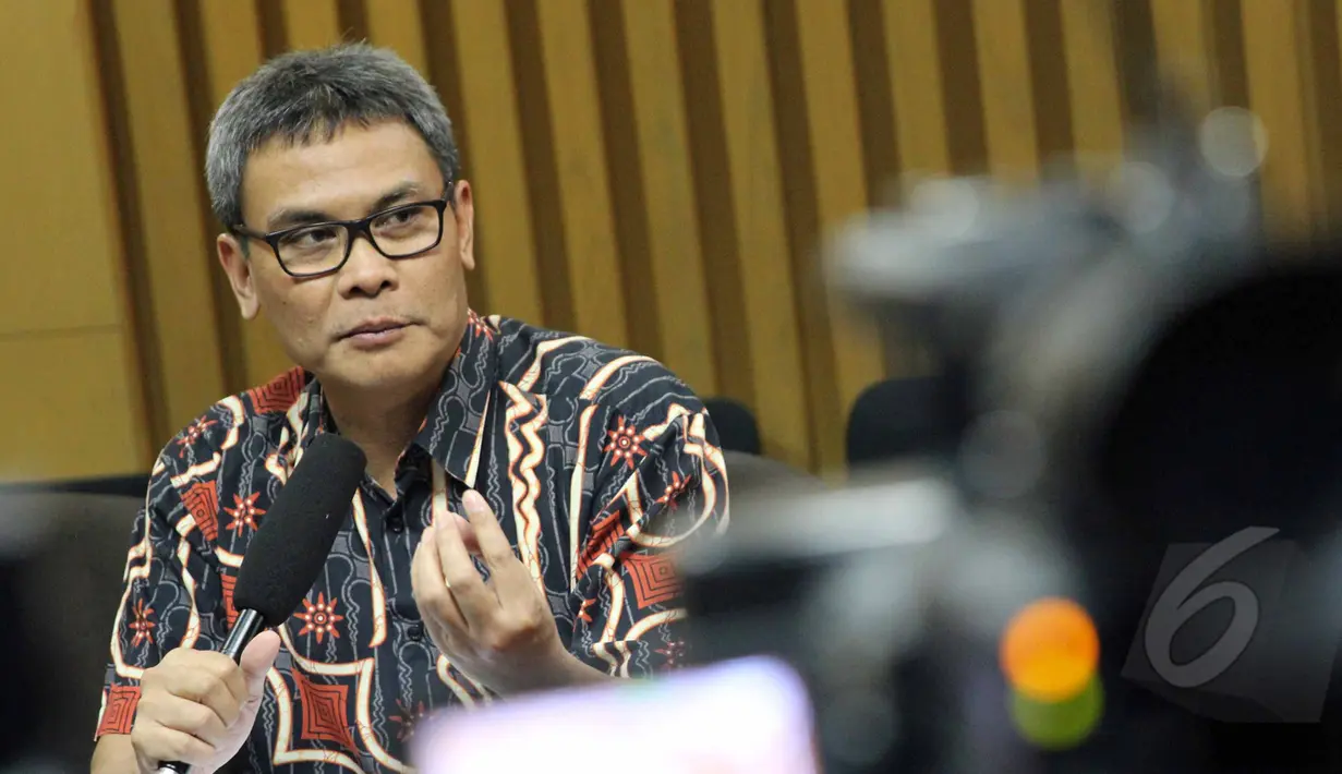 Para Pimpinan KPK menjamin Abraham Samad tidak akan melarikan diri kepada Kapolri Jakarta, Rabu (29/4/ 2015). Pimpinan KPK menilai Abraham Samad bersikap kooperatif kepada penyidik (Liputan6.com/Helmi Afandi)