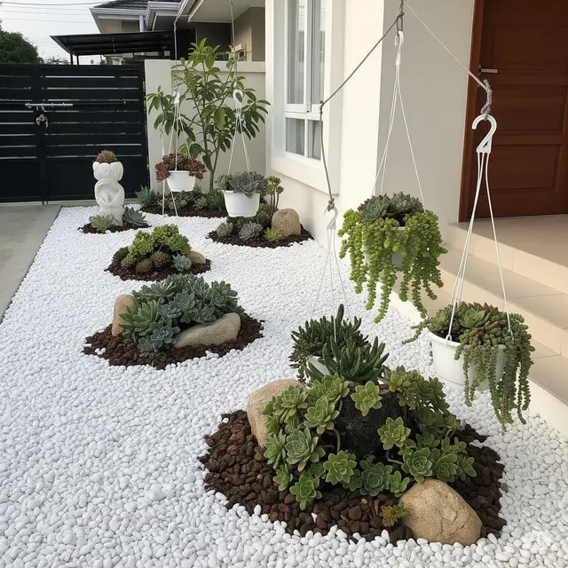 6 Model Taman Depan Rumah Type 36 dengan Tanaman Gantung, Hemat Space