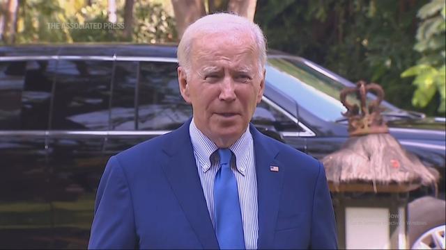 Konferensi pers Joe Biden usai rapat darurat dengan pemimpin G7 dan NATO. (AP/Screenshot)