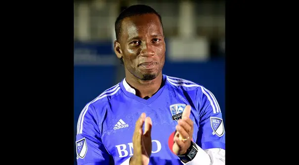 Mantan bintang Chelsea Didier Drogba menjalani debutnya bersama Montreal Impact saat menghadapi Philadelphia Union di Stadion Saputo, Montreal, Kanada, Sabtu (22/082015).