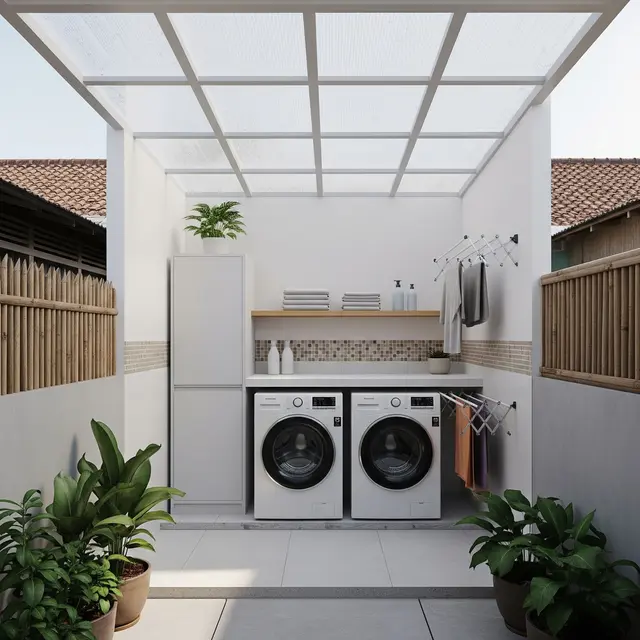 Model Kanopi Anti Lembap yang Cocok untuk Laundry Rumah Minimalis Desain Polycarbonate
