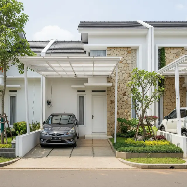 Desain Rumah di Cluster Kecil Ada Carport