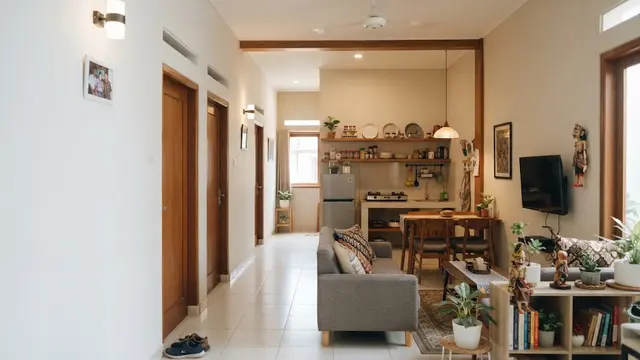 Desain rumah 3 kamar yang tetap lega tanpa menambah luas bangunan model kamar tidur berada di satu sisi rumah