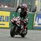 Pembalap Aprilia Racing Team, Jorge Martin, berhasil meraih podium juara di MotoGP Prancis musim ini yang berlangsung di Sirkuit Bugatti, Le Mans, Minggu (10/05/2026) malam WIB. (AFP/Loic VENANCE)